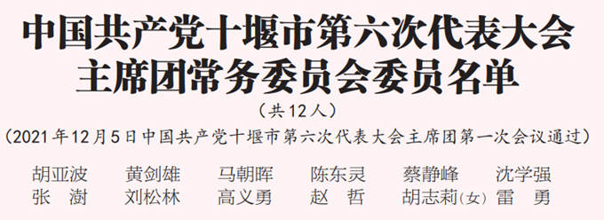 中国共产党十堰市第六次代表大会名单